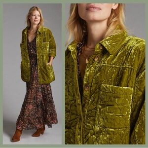 Anthropologie Olive Green Quilted Jacket